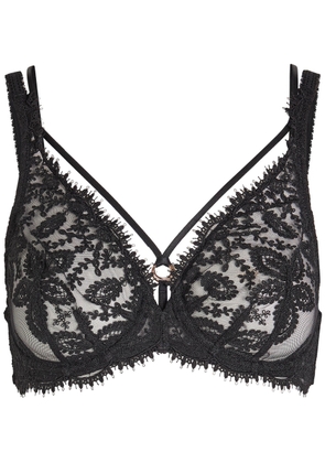 Simone PÉRÈLE Précieuse Floral-embroidered Tulle Underwired bra - Black - 32D