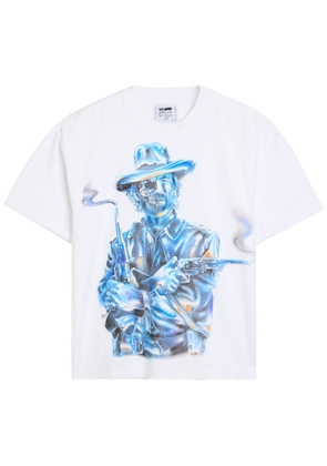 Warren Lotas Chrome Gunslinger Printed Cotton T-shirt - White And Blue - L