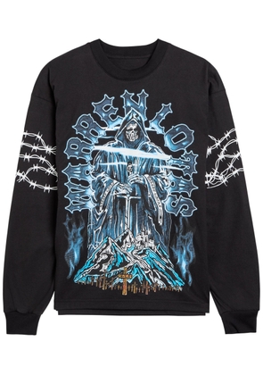 Warren Lotas Barbed Wire Long Sleeve Printed Cotton top - Black - S