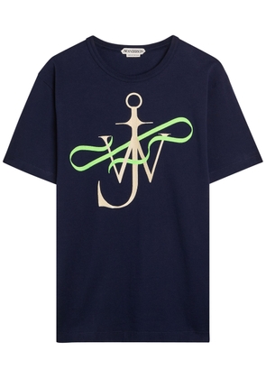 JW Anderson Ribbon Anchor Embroidered Cotton T-shirt - Navy - S