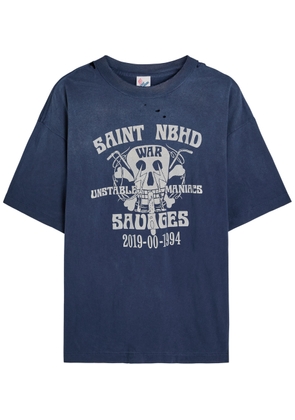 Saint Mxxxxxx Saint Nbhd Printed Cotton T-shirt - Navy - M