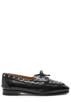 Bally Pathy Studded Glossed Leather Loafers - Black - 38 (IT38 / UK5)