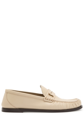 Saint Laurent Logo-plaque Leather Loafers - Ivory - 37 (IT37 / UK4)