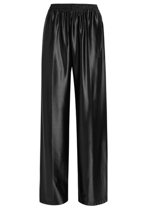 Alexanderwang.t Relaxed Logo-embroidered Satin Track Pants - Black - L (UK14 / L)