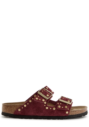 Birkenstock Arizona Rivet-embellished Suede Sliders - Burgundy - 37 (IT37/ UK4)