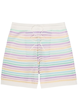 Casablanca Flower Striped Cotton-crochet Shorts - Multicoloured 1 - XL