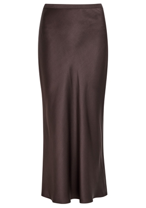 Anine Bing Bar Silk Midi Skirt - Dark Brown - L (UK14 / L)