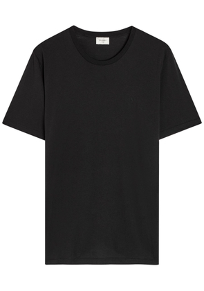 Saint Laurent Logo-embroidered Cotton T-shirt - Black - S
