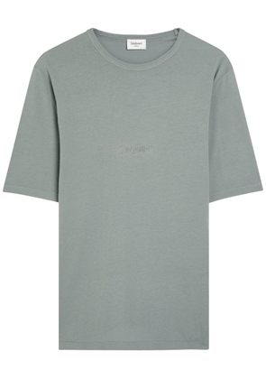 Saint Laurent Logo-embroidered Cotton T-shirt - Grey - XL