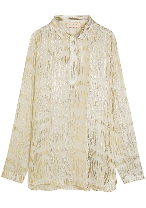 Smr Days Ornos Metallic-weave Voile Polo Shirt - Gold - XL