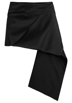 Courrèges Folded Asymmetric Satin Mini Skirt - Black - 38 (UK10 / S)