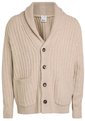 Allude Ribbed Wool and Cashmere-blend Cardigan - Beige - XL