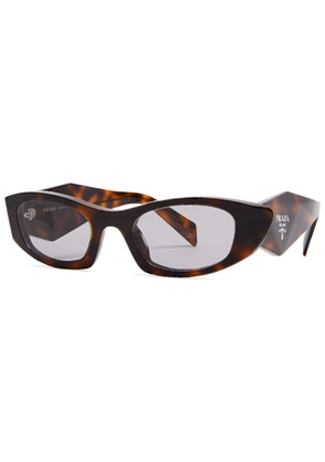 Prada Narrow Oval-frame Sunglasses - Brown Brown - One Size