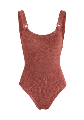 Hunza G Domino Crinkle Swimsuit - Rose - One Size