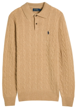 Polo Ralph Lauren Cable-knit Wool and Cashmere-blend Polo Jumper - Camel - L