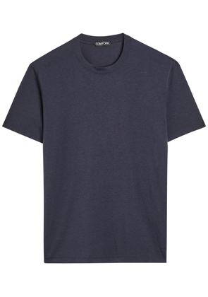 Tom Ford Logo-embroidered Jersey T-shirt - Navy - 48 (IT48 / M)
