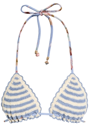 Zimmermann Awaken Striped Crochet Cotton Bikini top - Blue - 1 (UK 10 / S)