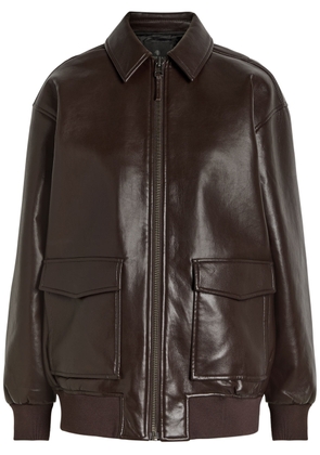Anine Bing Kelanie Leather-blend Jacket - Dark Brown - M (UK12 / M)