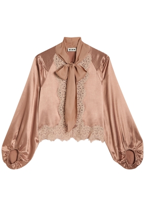 Rixo Nalani Lace-trimmed Satin Blouse - Pink - 16 (UK 16 / XL)