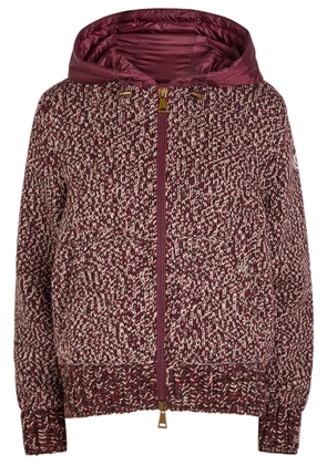 Moncler Hooded Shell and Wool Cardigan - Red Dark - XS (UK 8 / XS)