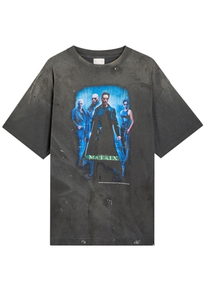 Saint Mxxxxxx The Matrix Printed Distressed Cotton T-shirt - Black - L