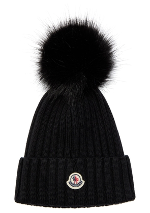 Moncler Ribbed Wool Bobble hat - Black - One Size