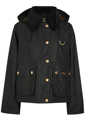 Barbour Reighton Detachable-hood Waxed Cotton Jacket - Black - 16 (UK16 / XL)