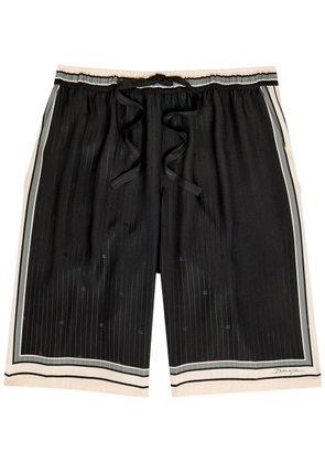 Dolce & Gabbana Striped Logo-jacquard Silk Shorts - Black - 50 (IT50 / L)