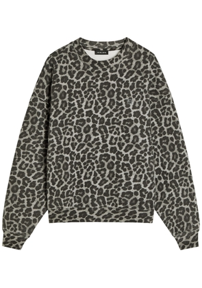 Anine Bing Miles Logo-embroidered Leopard Cotton Sweatshirt - L (UK14 / L)