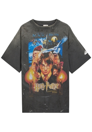 Saint Mxxxxxx Harry Potter Printed Distressed Cotton T-shirt - Black - XL