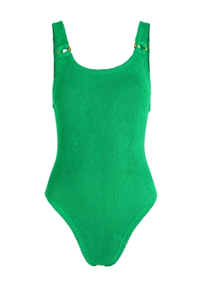 Hunza G Domino Crinkle Swimsuit - Bright Green - One Size