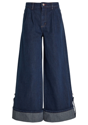 Damson Madder Wylie Turn-up Wide-leg Jeans - Dark Blue - 14 (UK14 / L)