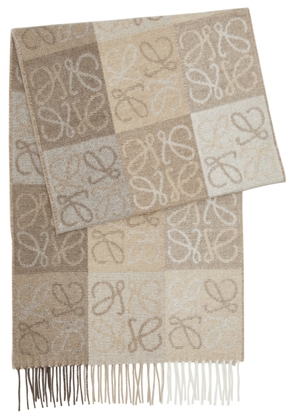Loewe Anagram-intarsia Wool-blend Scarf - Beige