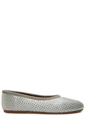 Forte_forte Crystal-embellished Satin Ballet Flats - Silver - S7 (IT40 / UK7)