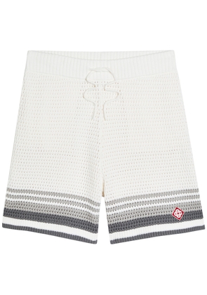 Casablanca Logo-appliquéd Crochet-knit Cotton Shorts - White And Grey - M