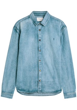 Saint Laurent Logo-embroidered Denim Shirt - Blue - M