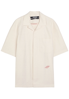Jacquemus La Chemise Romarin Logo-embroidered Cotton-blend Shirt - Off White - 52 (IT52 / XL)
