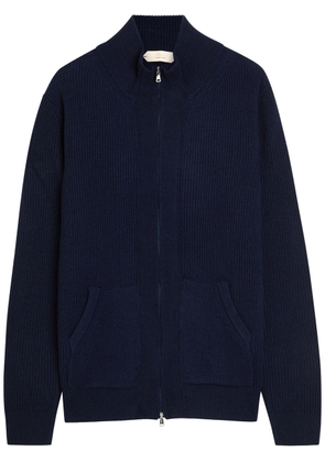 Aurélien Ribbed-knit Wool and Cashmere-blend Cardigan - Navy - XL