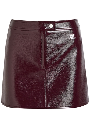Courrèges Reedition Crinkled Vinyl Mini Skirt - Burgundy - 36 (UK8 / S)