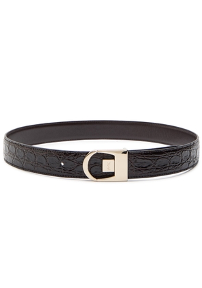 Saint Laurent Logo-engraved Crocodile Glossed Leather Belt - Black - 90 (UK14/ L)