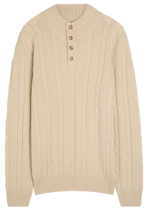 Aurélien Cable-knit Wool and Cashmere-blend Polo Jumper - Beige - XL