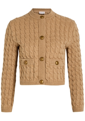 Moncler Cable-knit Cotton-blend Cardigan - Brown - M (UK 12 / M)