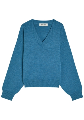 Rohe V-neck Wool Jumper - Blue - 42 (UK14 / L)