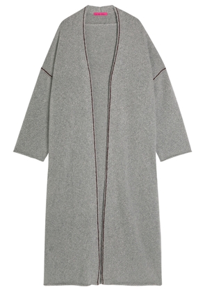 Elder Statesman Glacier Ribbed Striped-trim Cashmere Robe - Grey - XS (UK6 / XS)