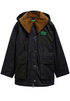 Barbour X Ganni Hooded Waxed Cotton Jacket - Navy - 8 (UK8 / S)