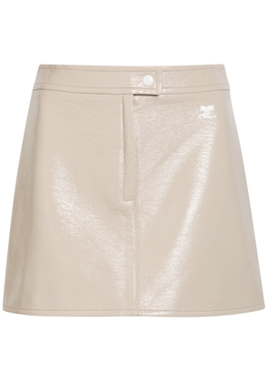 Courrèges Reedition Crinkled Vinyl Mini Skirt - Light Grey - 34 (UK6 / XS)