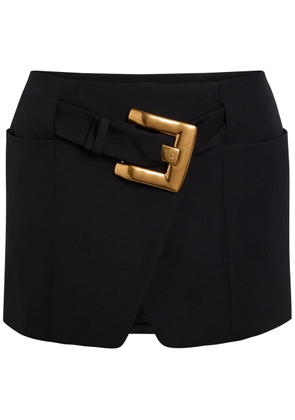 Balmain Belted Wool Mini Wrap Skirt - Black - 38 (UK10 / S)