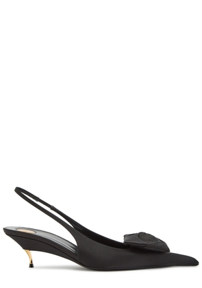 Saint Laurent Dakota 50 Floral-appliquéd Satin Mules - Black - 36 (IT36 / UK3)