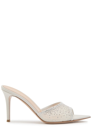 Gianvito Rossi Rania 85 Crystal-embellished Mesh Mules - White - 37 (IT37 / UK4)