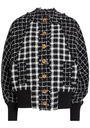 Balmain Checked Tweed Bomber Jacket - Black And White - 36 (UK8 / S)